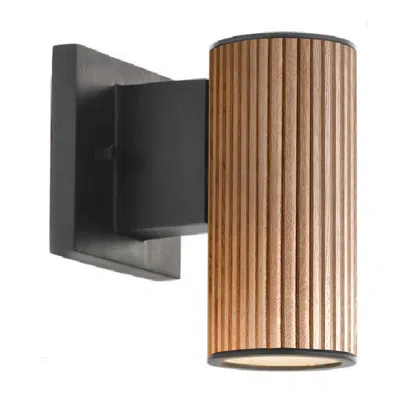 Nova Of California Tambo Wall Sconce - Dark Walnut Wood Finish, Weathered Brass, Dimmer In Brown