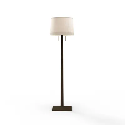 Nova Of California Taper Floor Lamp - Dark Walnut Wood Finish, Weathered Brass, White Linen Shade, Dimmer