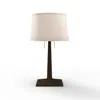 Nova Of California Taper Table Lamp - Dark Walnut Wood Finish, White Linen Shade