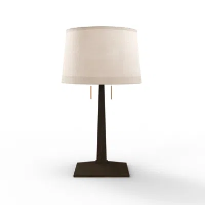 Nova Of California Taper Table Lamp - Dark Walnut Wood Finish, White Linen Shade In Neutral