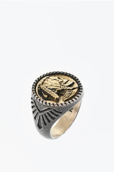 Nove25 Brass Native Signet Ring With Skulll