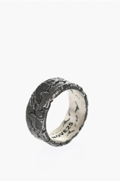 Nove25 Materic Burnished Silver Band Ring In Metallic