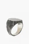 Nove25 Vintage Effect Silver Materic Signet Ring In Grey