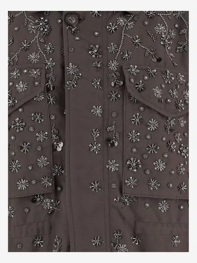 Novelle Embroidered Cotton Jacket In Burgundy