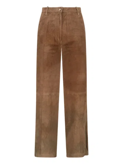 NOVELLE TAILORED BROWN TROUSERS WITH STRAIGHT LEG SILHOUETTE