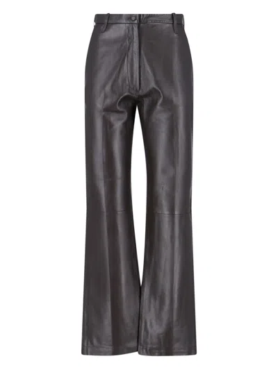Novelle Women's Lambskin Leather Trousers In Brown