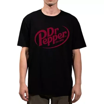 Novelty Dr. Pepper Mens Crew Neck Short Sleeve Relaxed Fit Graphic T-shirt In Black