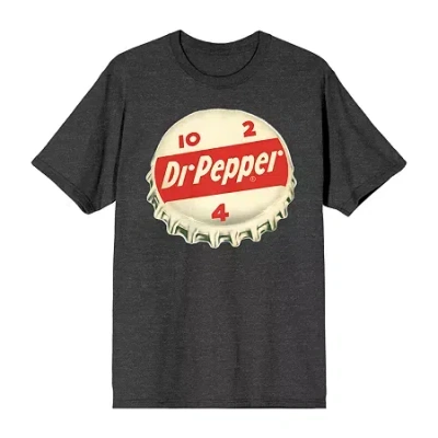 Novelty Dr. Pepper Mens Crew Neck Short Sleeve Relaxed Fit Graphic T-shirt In Gray