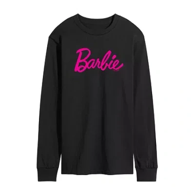 Novelty Mens Crew Neck Long Sleeve Barbie Graphic T-shirt In Black