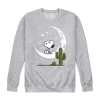 Novelty Mens Crew Neck Long Sleeve Peanuts Sweatshirt In Gray