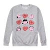 Novelty Mens Crew Neck Long Sleeve Peanuts Valentine's Day Sweatshirt In Gray
