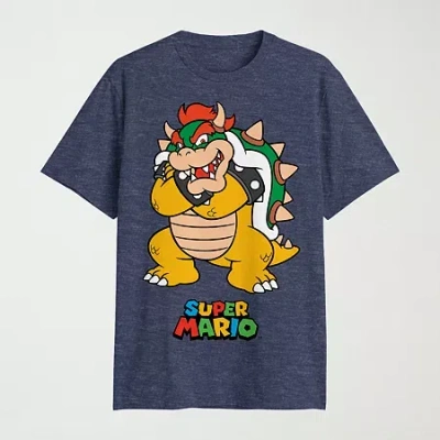 Novelty Mens Crew Neck Short Sleeve Classic Fit Bowser Big And Tall Graphic T-shirt In Black