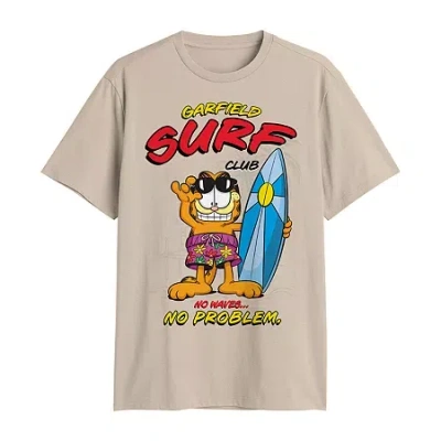 Novelty Mens Crew Neck Short Sleeve Classic Fit Garfield Big And Tall Graphic T-shirt In Sand