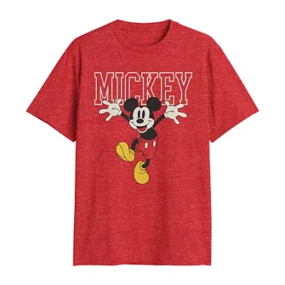 Novelty Mens Crew Neck Short Sleeve Classic Fit Mickey Mouse Big And Tall Graphic T-shirt In Red