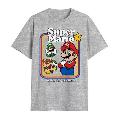 Novelty Mens Crew Neck Short Sleeve Classic Fit Super Mario Big And Tall Graphic T-shirt In Gray
