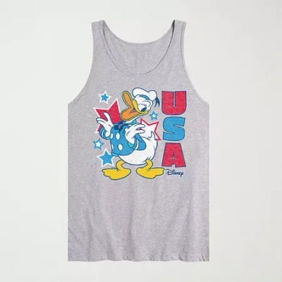 Novelty Mens Crew Neck Short Sleeve Donald Duck Tank Top In Gray