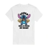 Novelty Mens Crew Neck Short Sleeve Lilo & Stitch Valentine's Day T-shirt In White