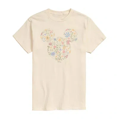 Novelty Mens Crew Neck Short Sleeve Mickey Mouse Graphic T-shirt In Neutral
