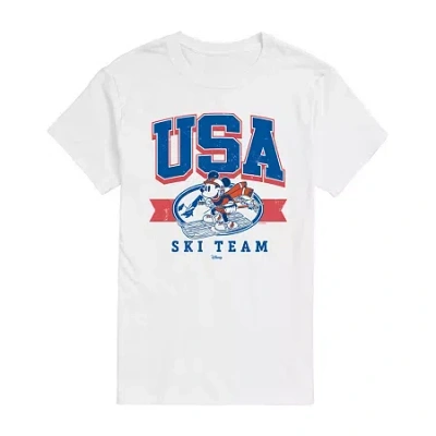 Novelty Mens Crew Neck Short Sleeve Mickey Mouse Graphic T-shirt In White