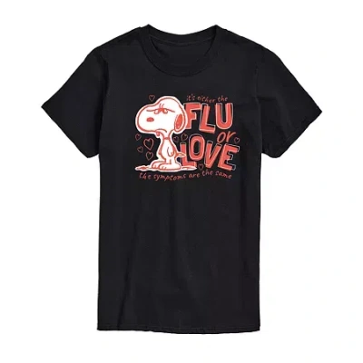 Novelty Mens Crew Neck Short Sleeve Peanuts Valentine's Day T-shirt In Black