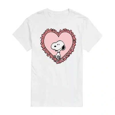 Novelty Mens Crew Neck Short Sleeve Peanuts Valentine's Day T-shirt In White