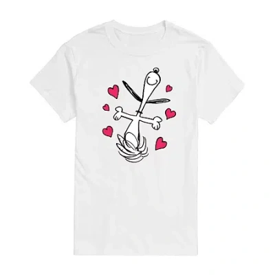 Novelty Mens Crew Neck Short Sleeve Peanuts Valentine's Day T-shirt In White