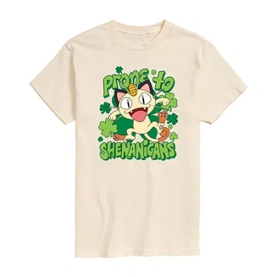 Novelty Mens Crew Neck Short Sleeve Pokemon Graphic T-shirt In Neutral