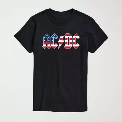 Novelty Mens Crew Neck Short Sleeve Regular Fit Ac/dc Big And Tall Graphic T-shirt In Black