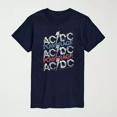 Novelty Mens Crew Neck Short Sleeve Regular Fit Ac/dc Big And Tall Graphic T-shirt In Blue
