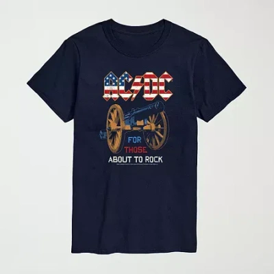 Novelty Mens Crew Neck Short Sleeve Regular Fit Ac/dc Big And Tall Graphic T-shirt In Blue