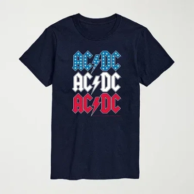 Novelty Mens Crew Neck Short Sleeve Regular Fit Ac/dc Big And Tall Graphic T-shirt In Blue