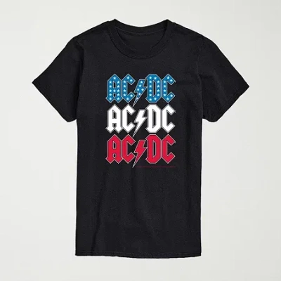 Novelty Mens Crew Neck Short Sleeve Regular Fit Ac/dc Graphic T-shirt In Black
