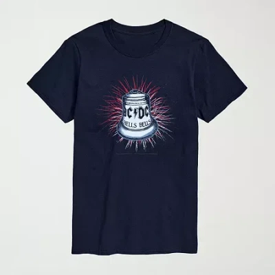 Novelty Mens Crew Neck Short Sleeve Regular Fit Ac/dc Graphic T-shirt In Blue