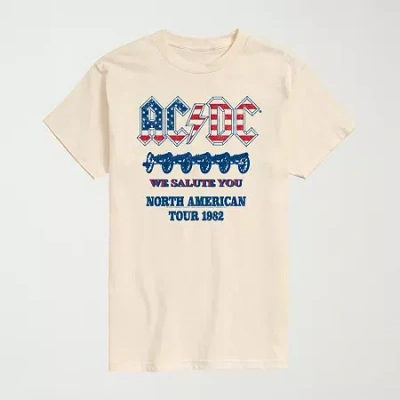 Novelty Mens Crew Neck Short Sleeve Regular Fit Ac/dc Graphic T-shirt In Neutral