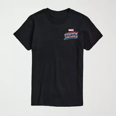 Novelty Mens Crew Neck Short Sleeve Regular Fit Captain America Marvel Big And Tall Graphic T-shirt In Black