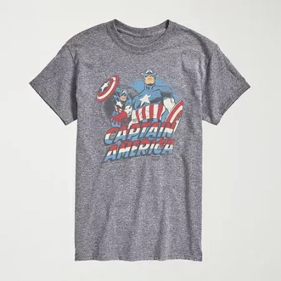 Novelty Mens Crew Neck Short Sleeve Regular Fit Captain America Marvel Big And Tall Graphic T-shirt In Gray