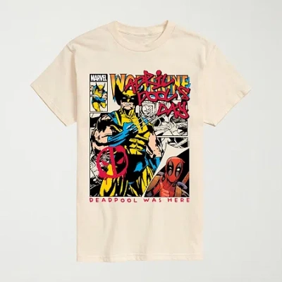 Novelty Mens Crew Neck Short Sleeve Regular Fit Deadpool Marvel Graphic T-shirt In Neutral