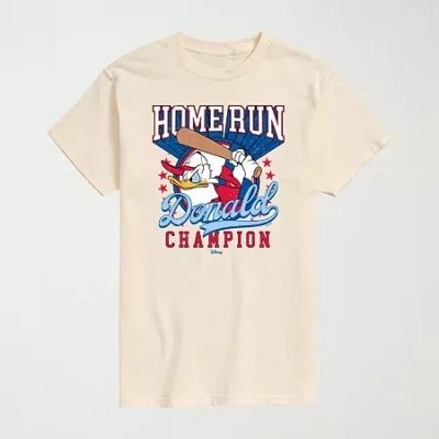 Novelty Mens Crew Neck Short Sleeve Regular Fit Donald Duck Graphic T-shirt In Pink
