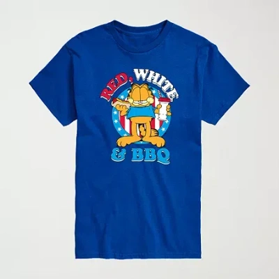 Novelty Mens Crew Neck Short Sleeve Regular Fit Garfield Graphic T-shirt In Blue