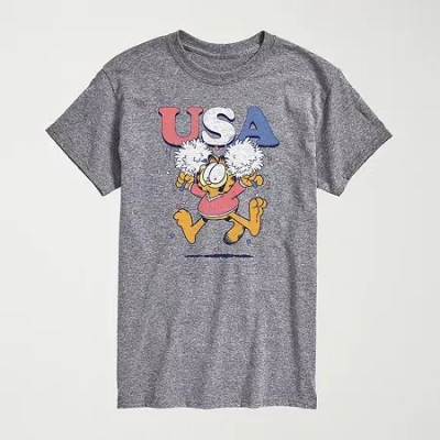 Novelty Mens Crew Neck Short Sleeve Regular Fit Garfield Graphic T-shirt In Green