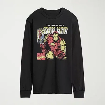 Novelty Mens Crew Neck Short Sleeve Regular Fit Iron Man Marvel Graphic T-shirt In Black