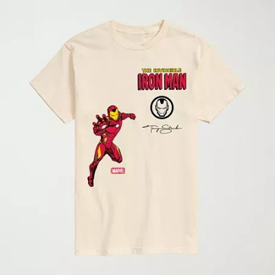 Novelty Mens Crew Neck Short Sleeve Regular Fit Iron Man Marvel Graphic T-shirt In Neutral