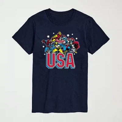 Novelty Mens Crew Neck Short Sleeve Regular Fit Marvel Big And Tall Graphic T-shirt In Blue