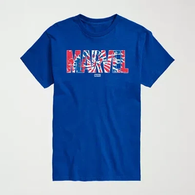 Novelty Mens Crew Neck Short Sleeve Regular Fit Marvel Graphic T-shirt In Blue