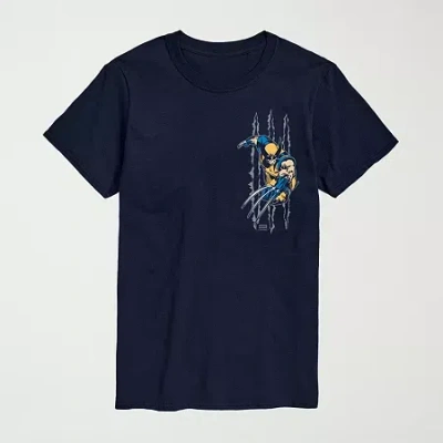 Novelty Mens Crew Neck Short Sleeve Regular Fit Marvel Graphic T-shirt In Blue