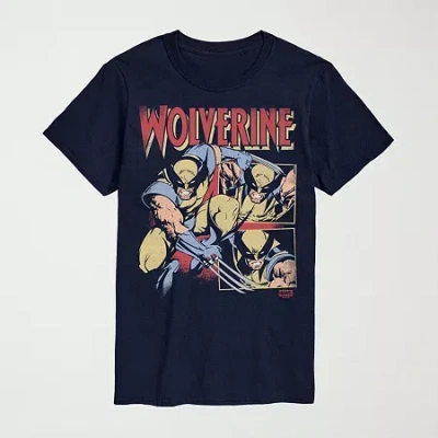 Novelty Mens Crew Neck Short Sleeve Regular Fit Marvel Graphic T-shirt In Blue