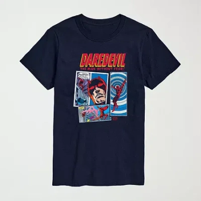Novelty Mens Crew Neck Short Sleeve Regular Fit Marvel Graphic T-shirt In Blue