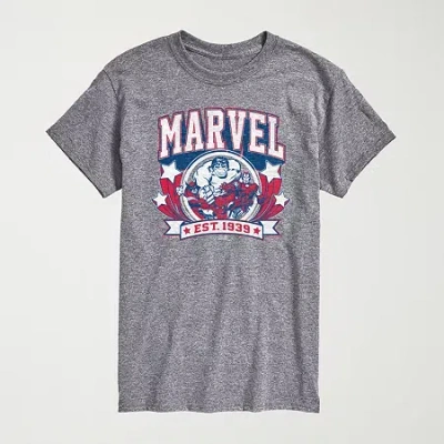Novelty Mens Crew Neck Short Sleeve Regular Fit Marvel Graphic T-shirt In Gray