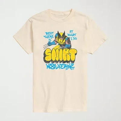 Novelty Mens Crew Neck Short Sleeve Regular Fit Marvel Graphic T-shirt In Neutral
