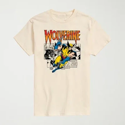 Novelty Mens Crew Neck Short Sleeve Regular Fit Marvel Graphic T-shirt In Neutral
